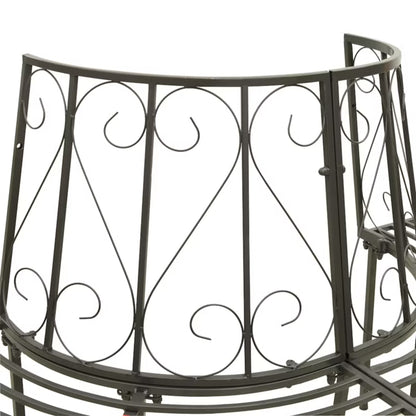 Halvrund Træbænk 160x89 cm Grå Stål