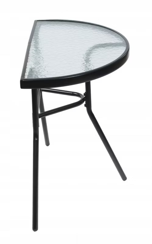 Halvrundt Altanbord 69,5x40 cm Sort Glas Metal