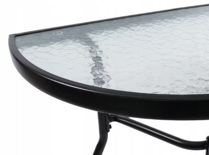 Halvrundt Altanbord 69,5x40 cm Sort Glas Metal