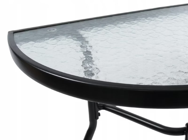 Halvrundt Altanbord 69,5x40 cm Sort Glas Metal