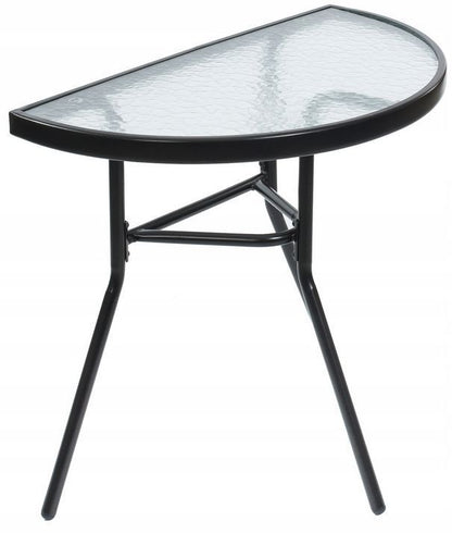 Halvrundt Sofabord 70x40 cm Sort Glas
