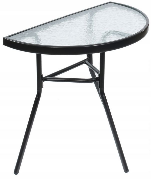 Halvrundt Sofabord 70x40 cm Sort Glas