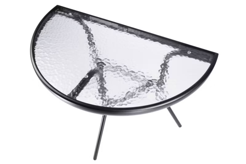 Halvrundt Sofabord 70x40 cm Sort Glas