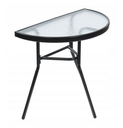 Halvrundt Sofabord 70x40 cm Sort Glas