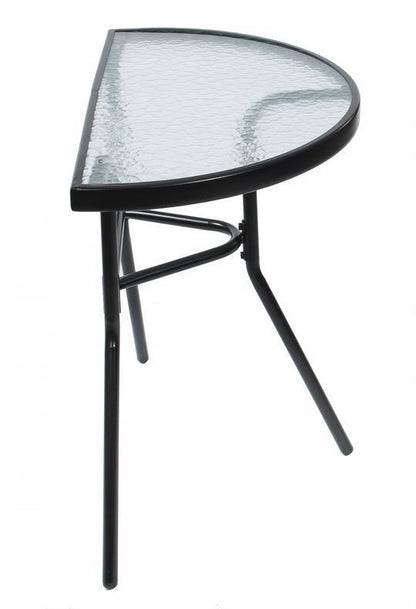 Halvrundt Sofabord 70x40 cm Sort Glas