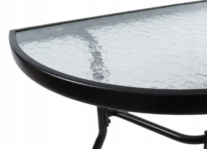 Halvrundt Sofabord 70x40 cm Sort Glas