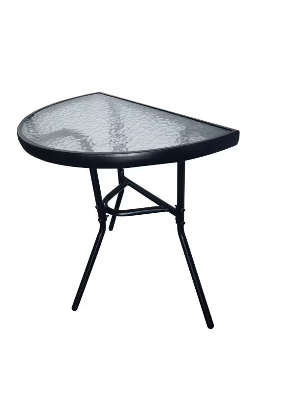 Halvrundt Sofabord 70x40 cm Sort Glas