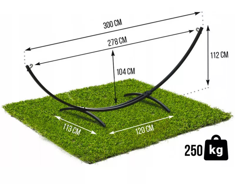 Hamakstativ 300x120 cm Sort Stål