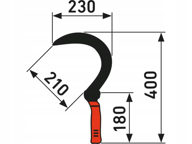Håndsikkel 40 cm Sort med Slibesten