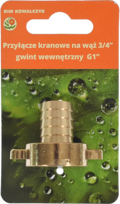Hanekobling Messing 3/4" med 1" Indvendigt Gevind