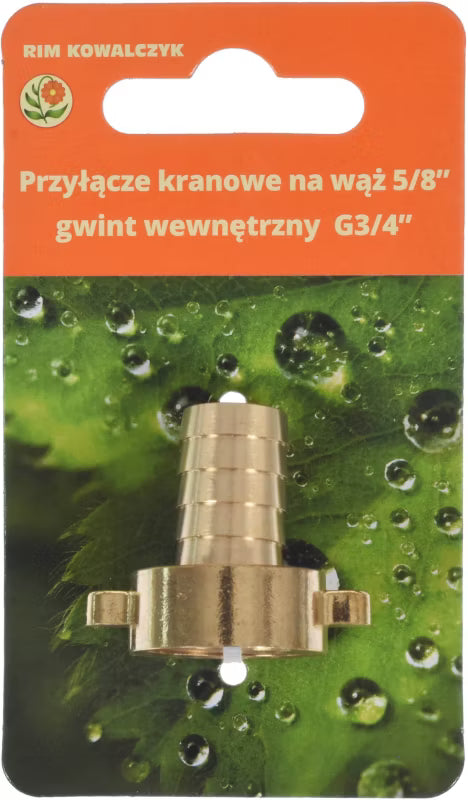 Hanekobling 5/8" Messing med 3/4" Indvendigt Gevind