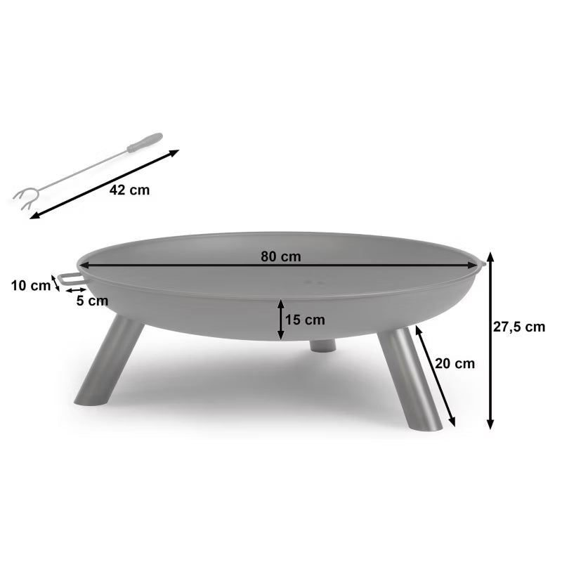 Havebålsted 80 cm Sort Stål