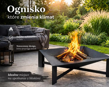 Havebålsted OVIETO 71x71 cm Sort Stål