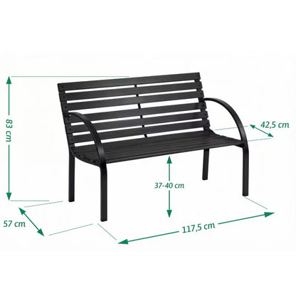 Havebænk 118x57 cm Træ og Metal Sort