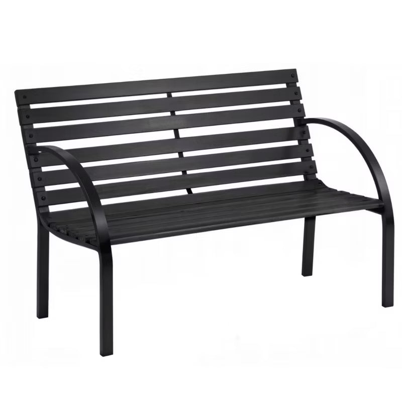Havebænk 118x57 cm Træ og Metal Sort