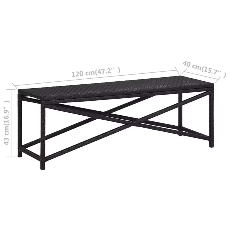 Havebænk 120 cm Sort Poly visual 46210