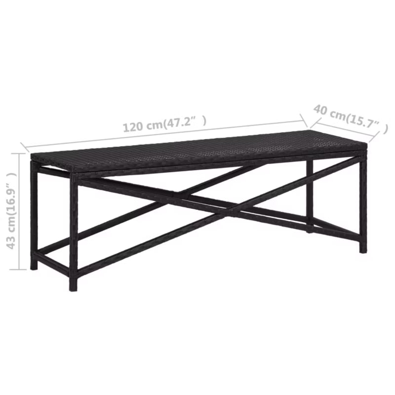 Havebænk 120 cm Sort Poly visual 46210