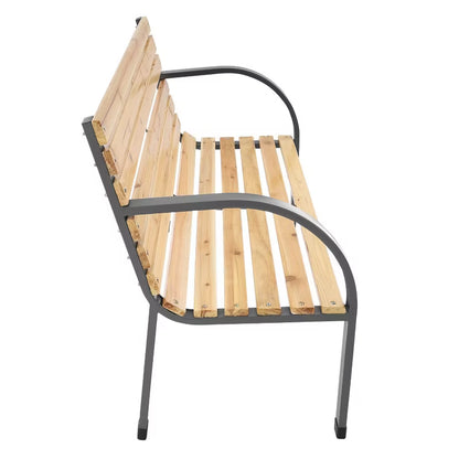 Havebænk 120 cm Træ med Ryglæn Natur G-417