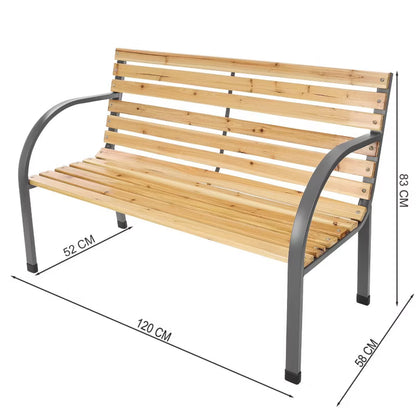Havebænk 120 cm Træ med Ryglæn Natur G-417