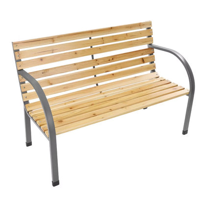 Havebænk 120 cm Træ med Ryglæn Natur G-417