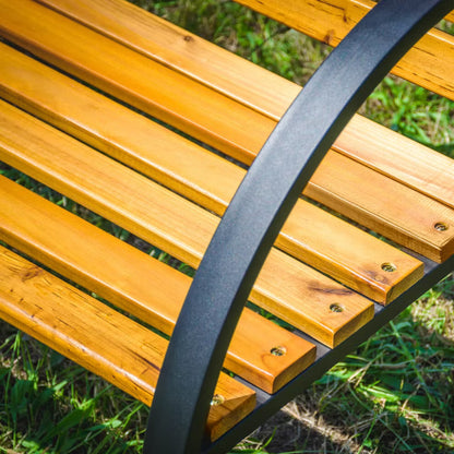 Havebænk 122 cm Brun Cedertræ med Metalstel