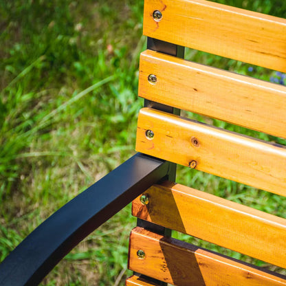 Havebænk 122 cm Brun Cedertræ med Metalstel
