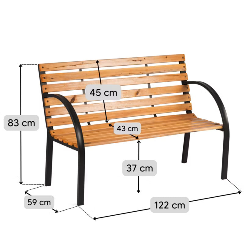 Havebænk 122 cm Brun Cedertræ med Metalstel