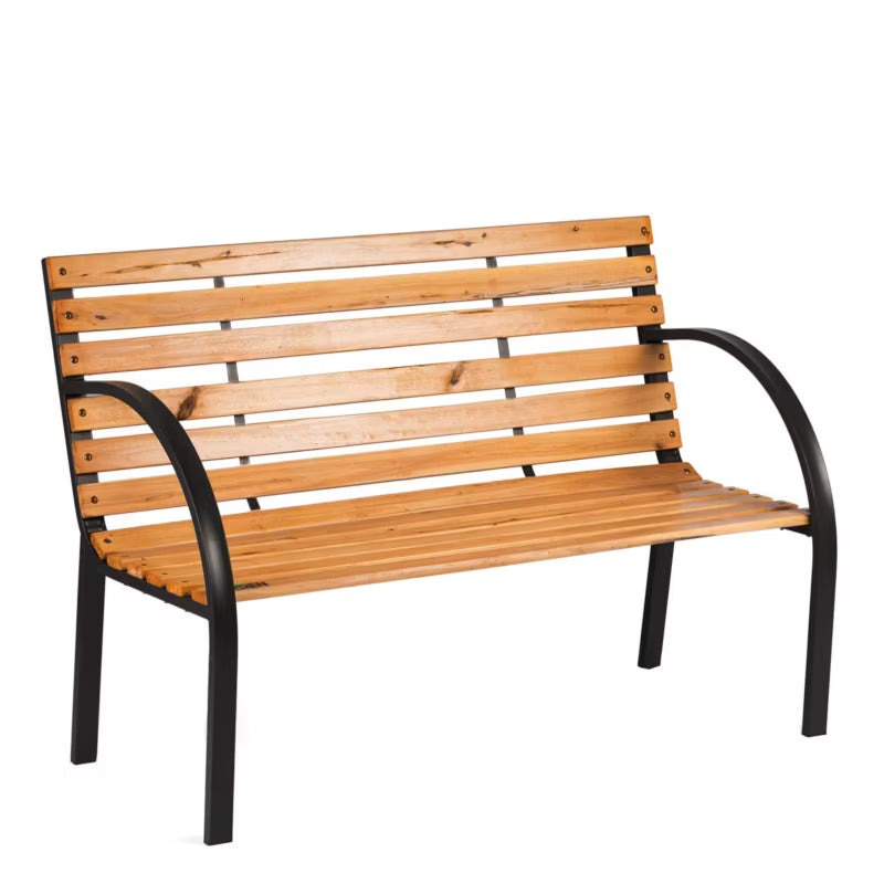 Havebænk 122 cm Brun Cedertræ med Metalstel
