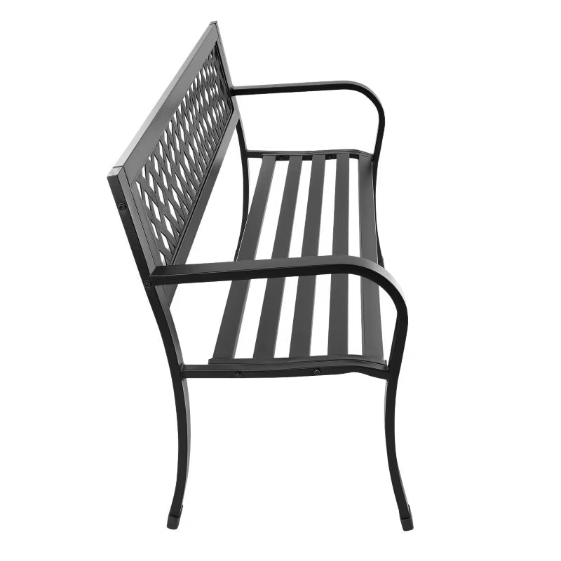 Havebænk 125x53 cm Sort Stål