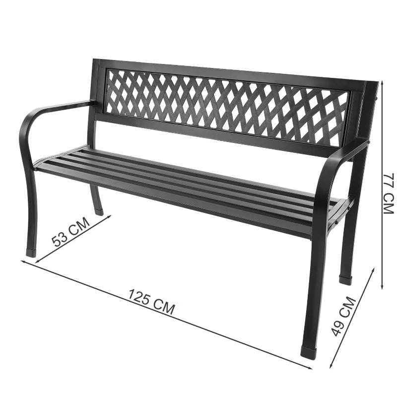 Havebænk 125x53 cm Sort Stål