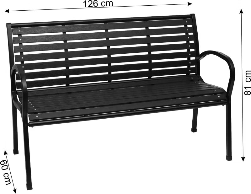 Havebænk 126x60 cm Sort Stål