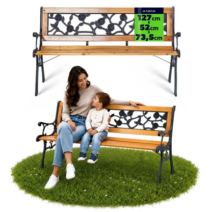 Havebænk 127 cm Træ og Støbejern
