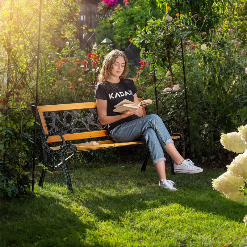 Havebænk 127 cm Træ og Støbejern