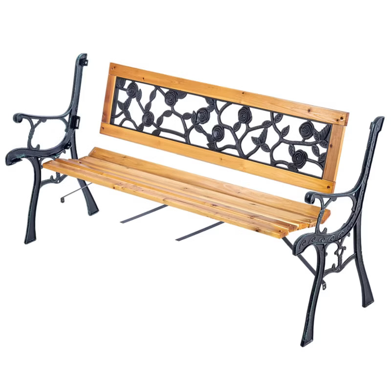 Havebænk 127 cm Træ og Støbejern