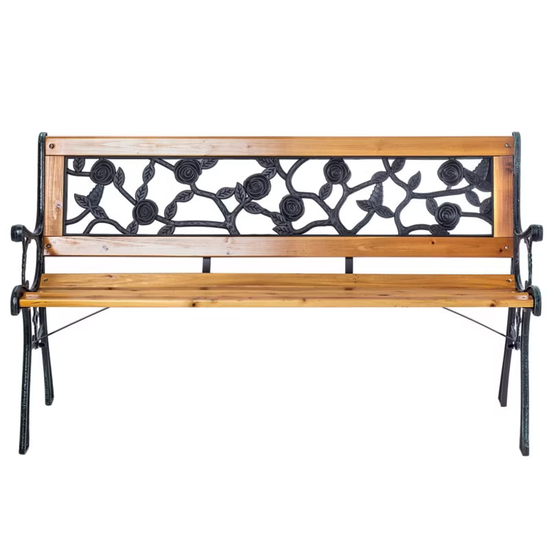 Havebænk 127 cm Træ og Støbejern