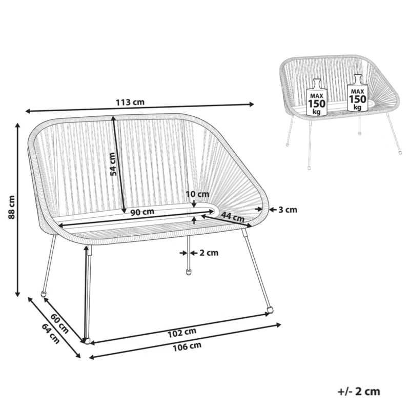 Havebænk Acapulco II 114 cm Sort Stål