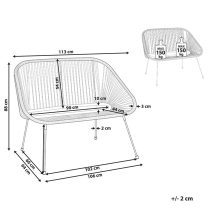 Havebænk Acapulco II 114 cm Sort Stål