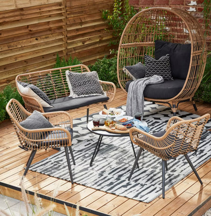 Havebænk Apolima 120 cm Poly疏rattan Natur med Sort Hynde