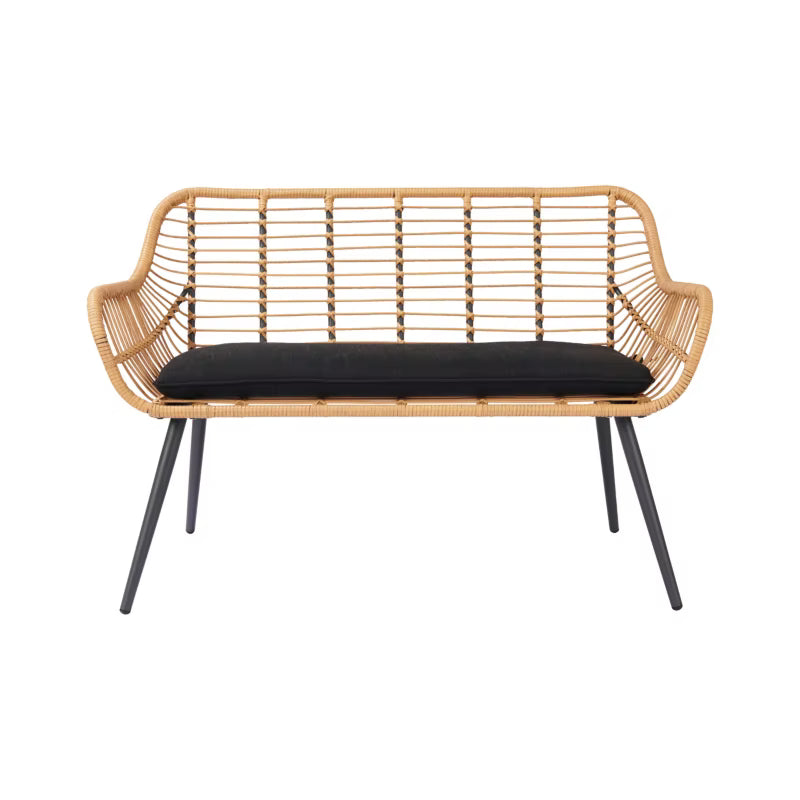 Havebænk Apolima 120 cm Poly疏rattan Natur med Sort Hynde