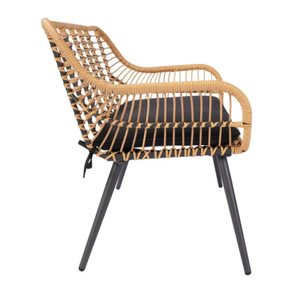 Havebænk Apolima 120 cm Poly疏rattan Natur med Sort Hynde