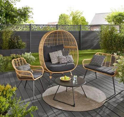 Havebænk Apolima 120 cm Poly疏rattan Natur med Sort Hynde