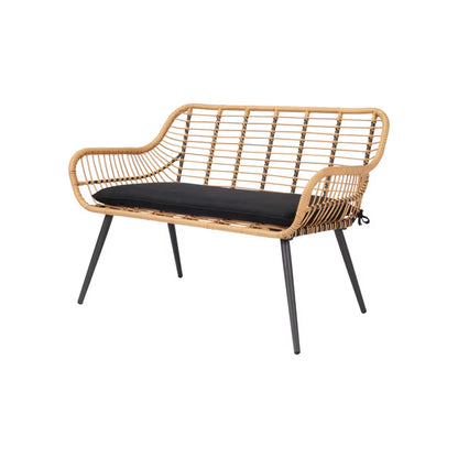 Havebænk Apolima 120 cm Poly疏rattan Natur med Sort Hynde