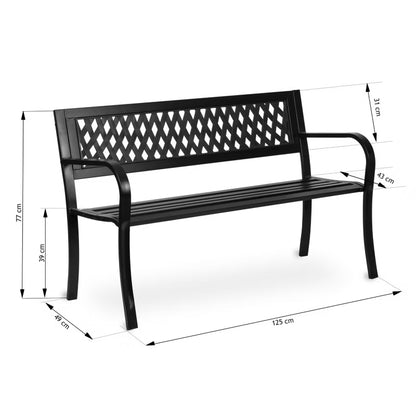 Havebænk Clover 125x49 cm Sort Stål