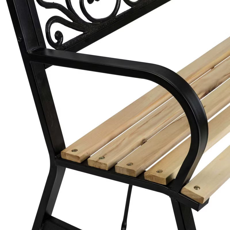 Havebænk Ivy 122 cm Brun Træ med Stålramme