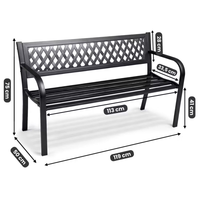 Havebænk Kalia 119x50 cm Sort Stål