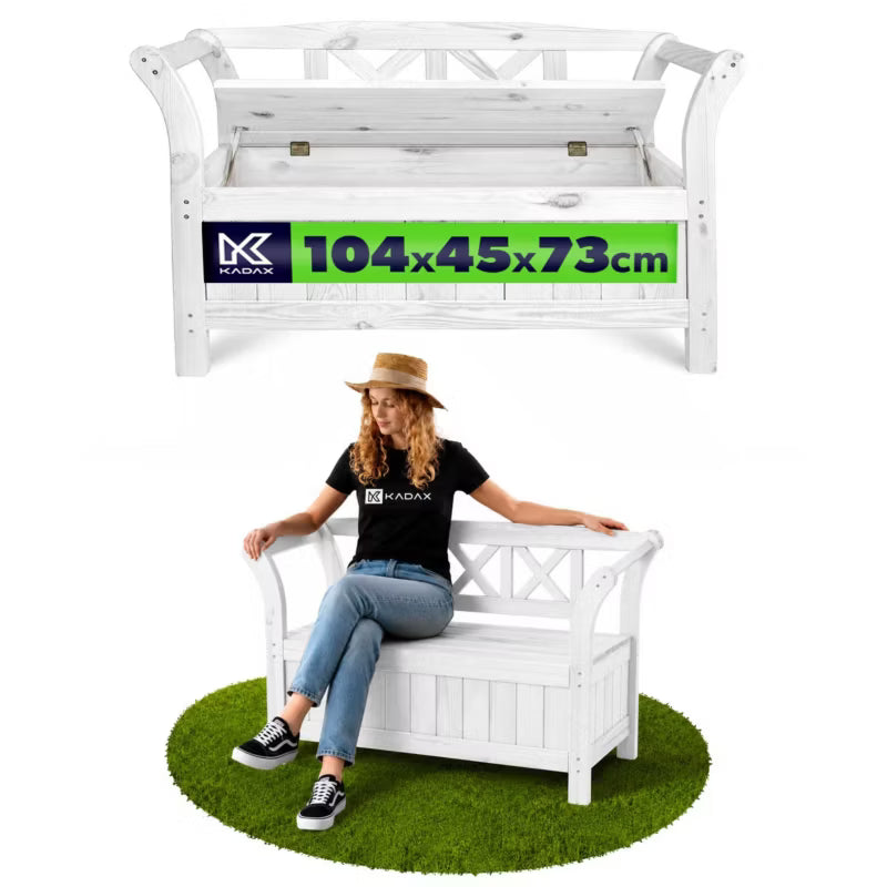 Havebænk Lena 119x43x75 cm Hvid med Opbevaring