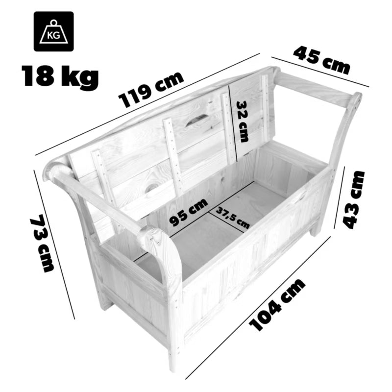 Havebænk Lena 119x43x75 cm Hvid med Opbevaring
