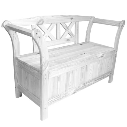Havebænk Lena 119x43x75 cm Hvid med Opbevaring