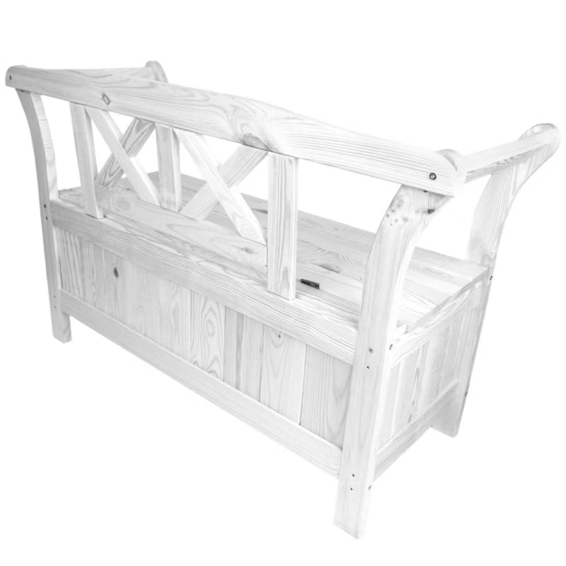 Havebænk Lena 119x43x75 cm Hvid med Opbevaring