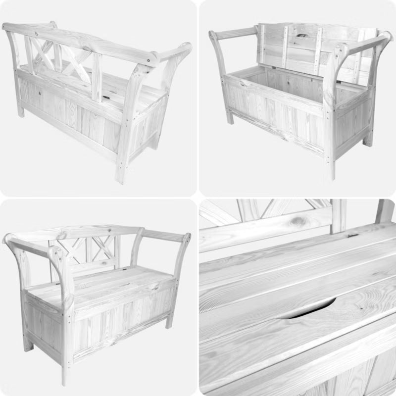 Havebænk Lena 119x43x75 cm Hvid med Opbevaring